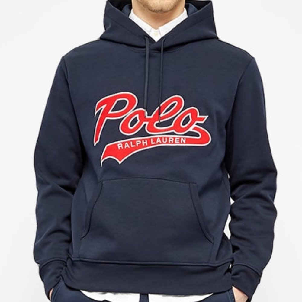 Navy Blue Polo Hoodie w/ Red Polo Embroidery